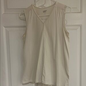 Lands' End Women's White V-Neck Tank Top